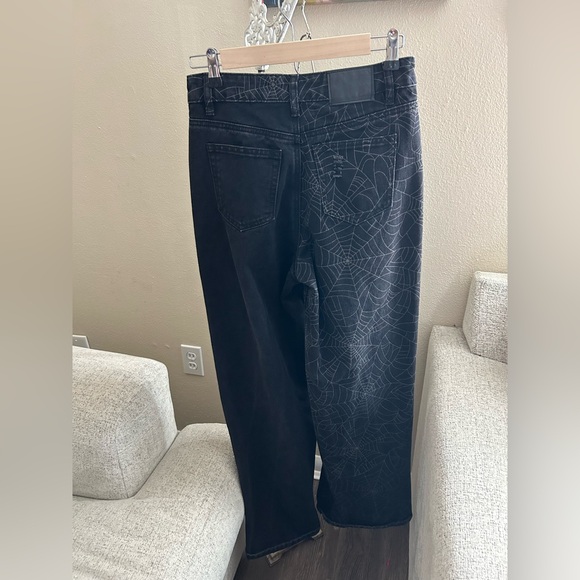 Disturbia Black Jeans Spider Web Design Size 6 Goth Tarantism - Picture 4 of 11